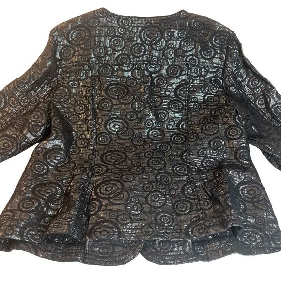 Ruby RD Women's Shiny Sparkly Metallic Button-down Blazer Black Size 14 NWT - Picture 6 of 11